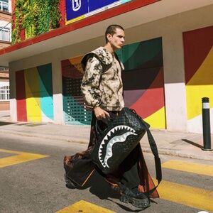 NWT Sprayground DeepSpace Side Drip Duffle Bag Shark Mouth HTF